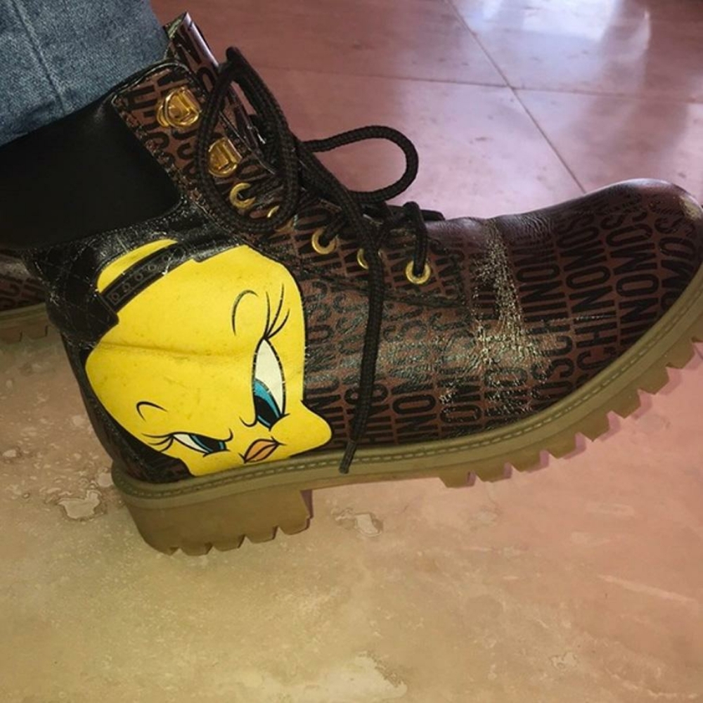 Moschino Looney Tunes Combat Ankle Hiking Boots Collectors Edition - Picture 5 of 11